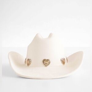 Metal heart faux suede cowgirl western hat